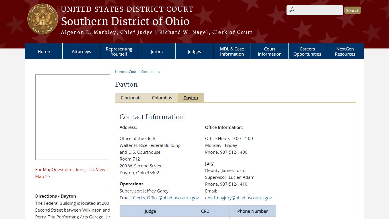 Dayton | Southern District of Ohio | United States District Court